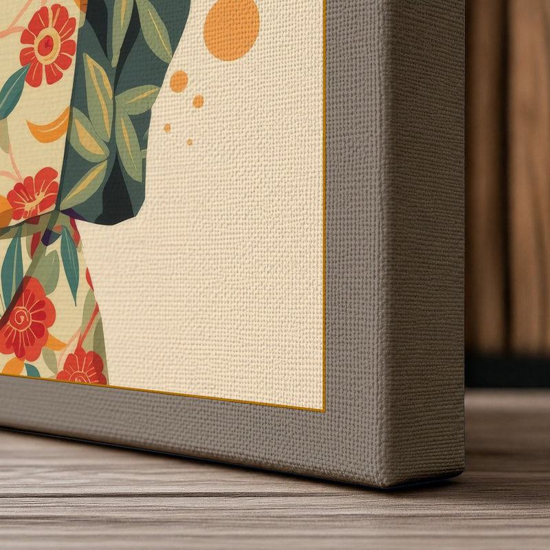 Woman with Red Parasol Art Deco - Wrapped Canvas, 36x24 - 91.4 x 61.0 cm, Taupe Border