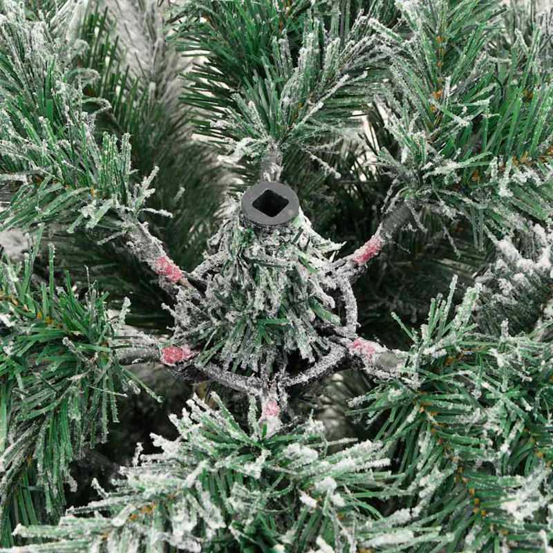 Artificial Hinged Christmas Tree Green and white, 6.89 ft