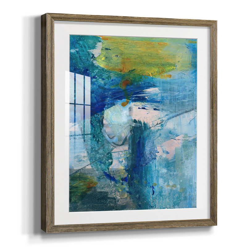 Spring Winds III - Impression encadrée avec passe-partout et verre, Noyer