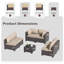 Ensemble de conversation modulaire pour patio en osier 6 personnes avec coussins-109423078