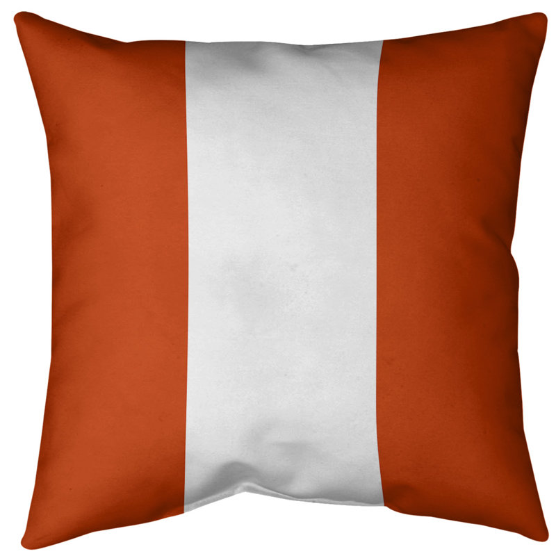 Coussin décoratif, 14 po x 14 po, Bourre en polyester, Orange / Blanc