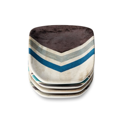 Ensemble de 4 assiettes à aviron Wake at the Lake 3-D, de conception rustique d'inspiration lacustre de 7,5 x 5,25 pouces, durable et légère, parfaite pour les hors-d'œuvre, les desserts et les rassemblements à thème, facile à nettoyer