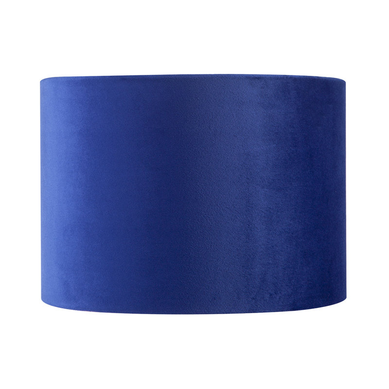 18cm H Velvet Drum Lamp Shade ( Screw On ) in Blue