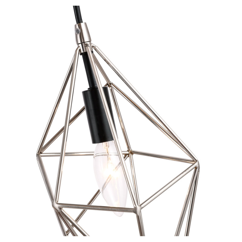 Luminaire suspendu géométrique 5 lumières grappe Luverne, Nickel