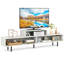 Meuble télé, centre de divertissement de 63 po de long avec tablettes de rangement ouvertes pour téléviseurs de 70 po ou moins, blanc-2026129263