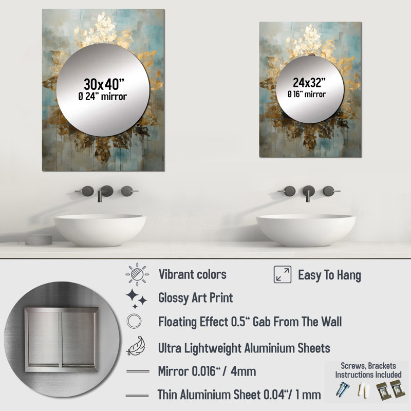 Zen Meditation Position I - Meditation Large Wall Mirror, Traditional Decorative Mirror, Printed Metal Art, 40" x 30"