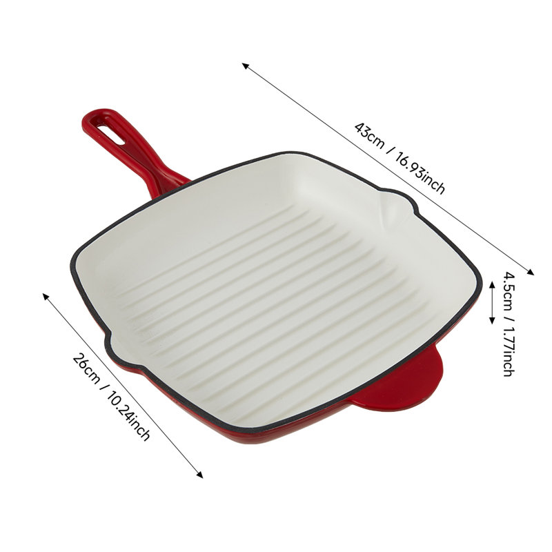 Non-Stick Frying Pan, 43cm W, White/Red