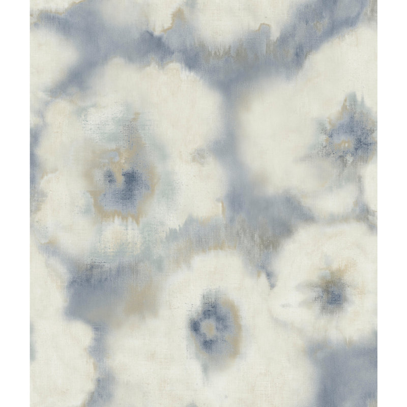 Blended Floral Floral Wallpaper Roll, Blue