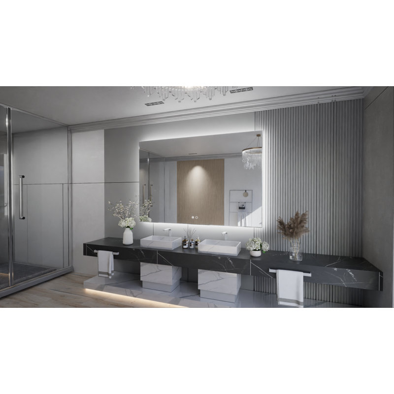Adorna Dimmable Backlit LED Vanity Mirror with Anti-Fog, 32" x 48"