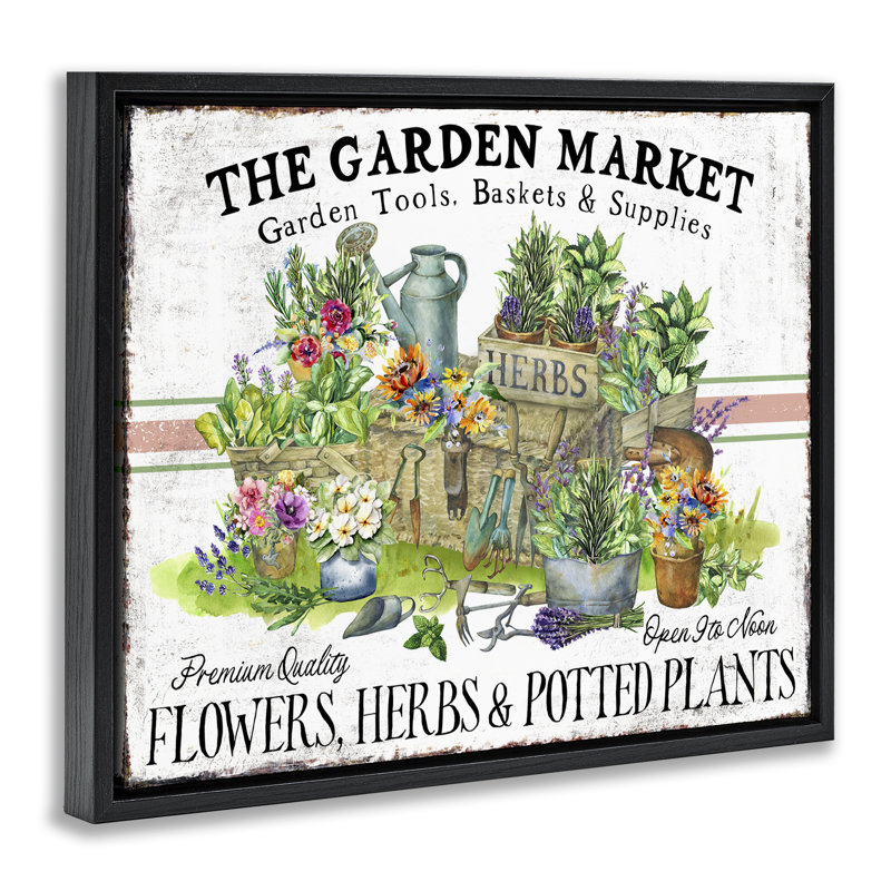  "Garden Market Bistro", art mural flottant avec toile flottante brune par Creatif Belle, H 17 po x l 21 po