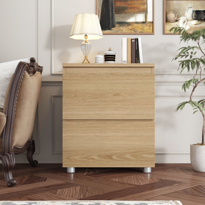 19'' H X 15.7'' W 2-Drawer Nightstand(Single), Light Oak