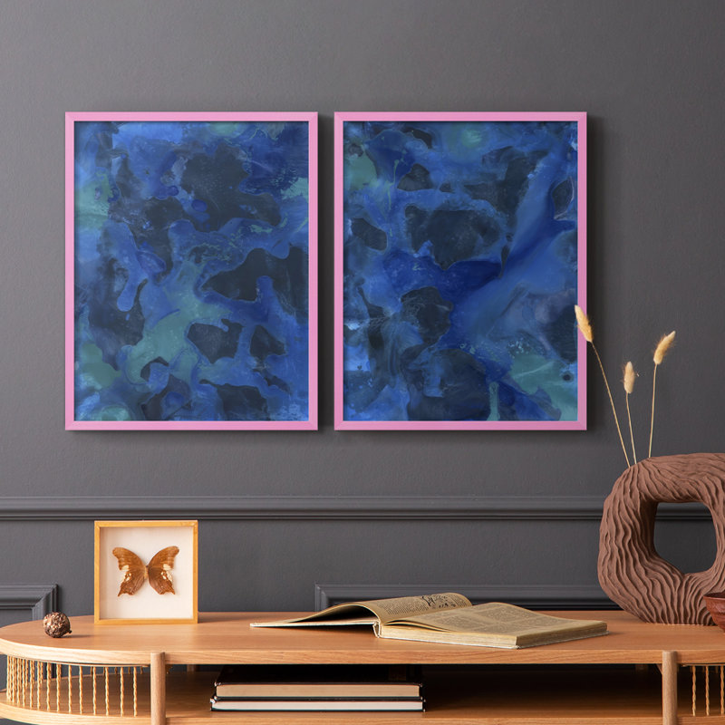 Impression encadrée «Cobalt Galaxy I-Premium» - prête à être accrochée - aucun clou requis - aucun clou requis, Rose