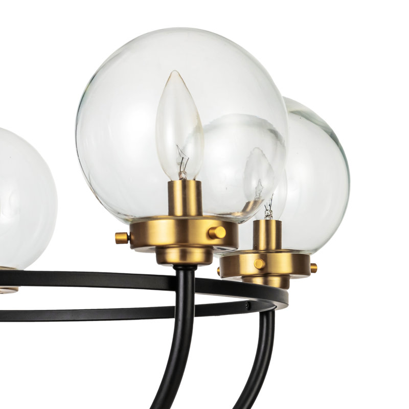 Lustre 5 lumières globes transparent Global View