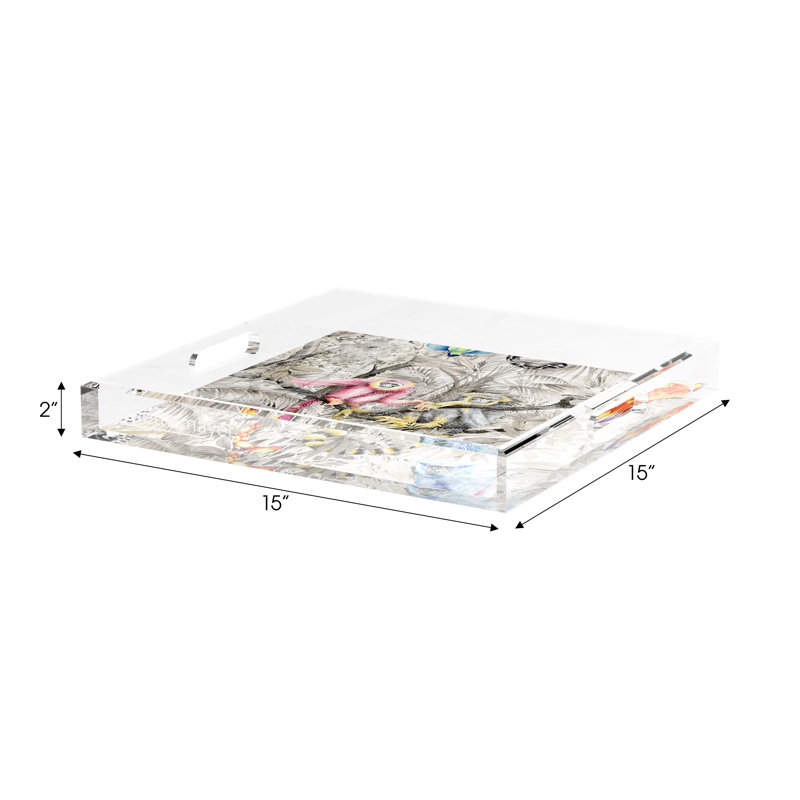 Arcadia Monkeys Acrylic Square Decorative Tray, 15"W x 15"D x 2"H