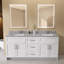 Comptoir de meuble-lavabo 72 po x 22 po en pierre reconstituée avec double évier intégré et faux dosseret pour salle de bain en marbre gris