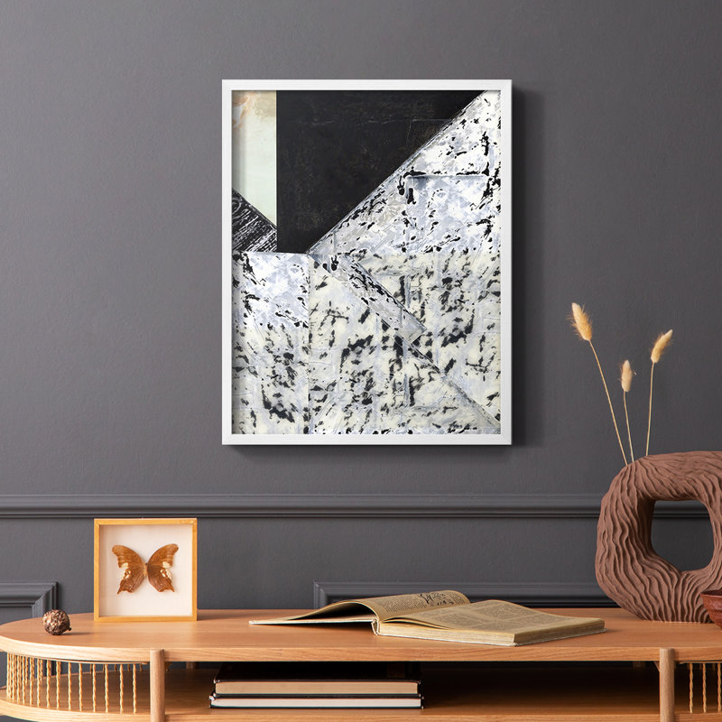 «Tiles & Texture Abstract Angles II», reproduction encadrée - bois massif, Cadre simple blanc, H 10 po x l 8 po