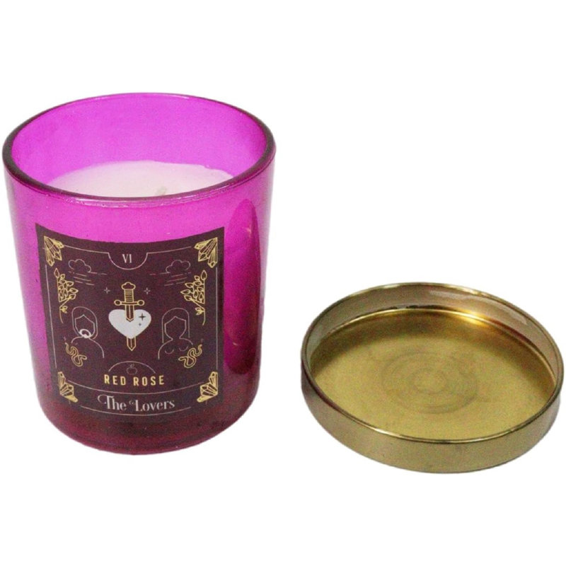 Bougie parfumée Wicca Wiccraft Mystic Tarot The Lovers Red Rose