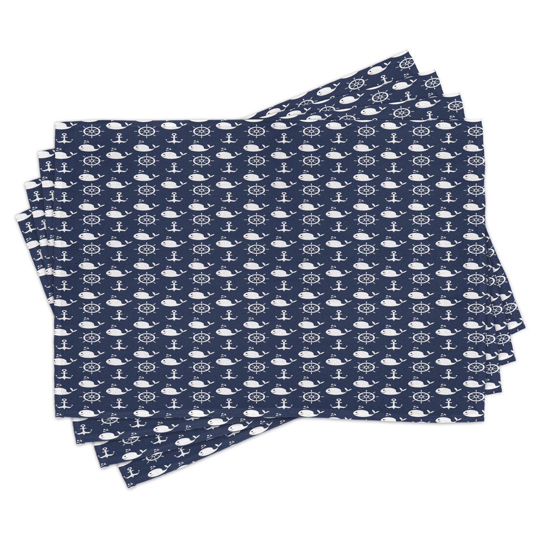 Platzmatten, Maritime Anchor Wal, Navy blau, Marineblau Weiß