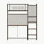 D Lit mezzanine en métal avec pour chambre à coucher et dortoir, avec station de charge intégrée et éclairage DEL-185880507