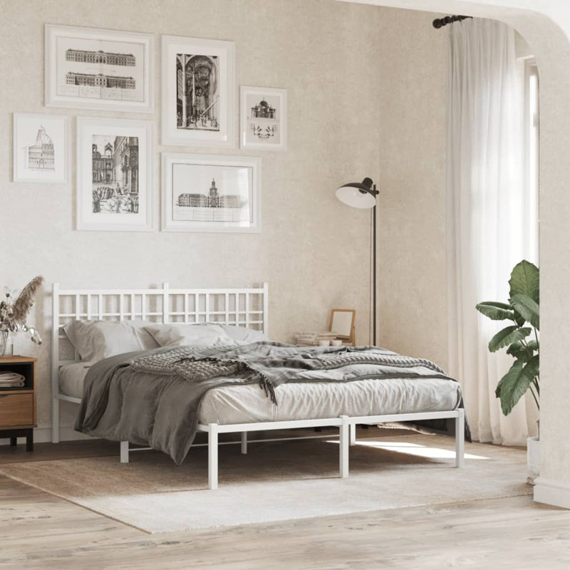 Obara Metal Bed, European Double, White