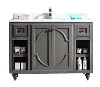 Base de meuble-lavabo de salle de bain simple 48" seulement Mundy, Gris érable