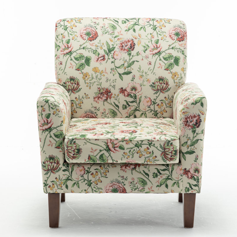 Zona Upholstered Armchair, Yellow Flower Polyester