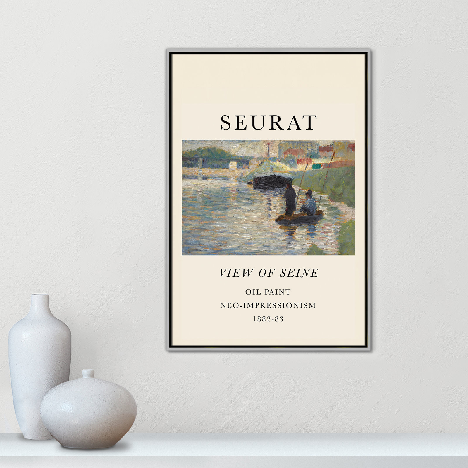 View Of Seine by Georges Seurat, No, 37.5" H x 25.5" W x 2" D, Silver Floater Frame