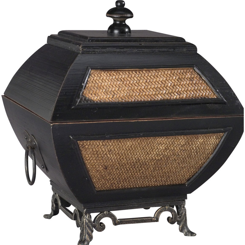 Boîte décorative en bois et osier