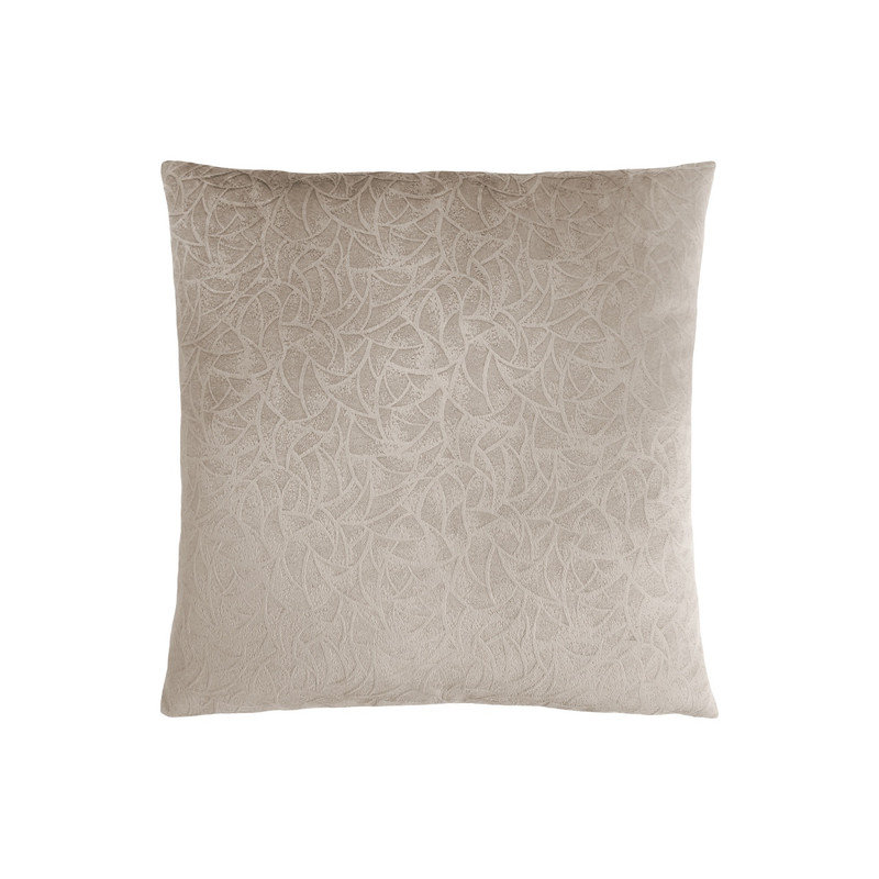 18×18" Taupe Embossed Floral Square Throw Pillow, Hypoallergenic Modern Indoor Accent Cushion