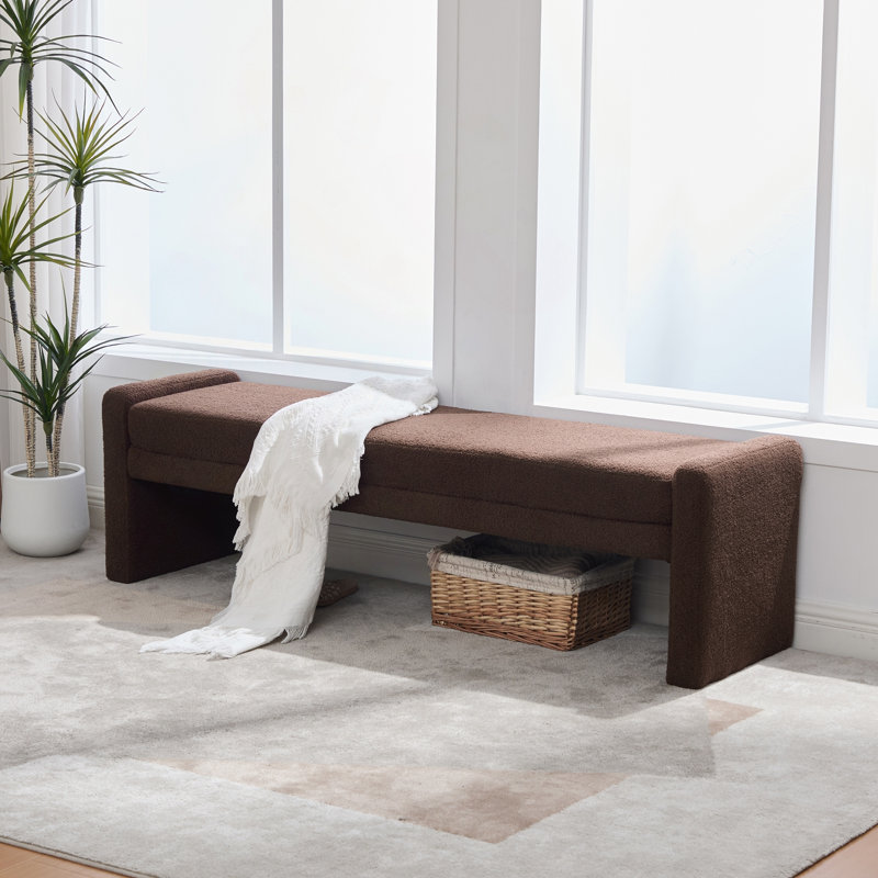Banc d'appoint surdimensionné rembourré Boucle, Café, Café, Café