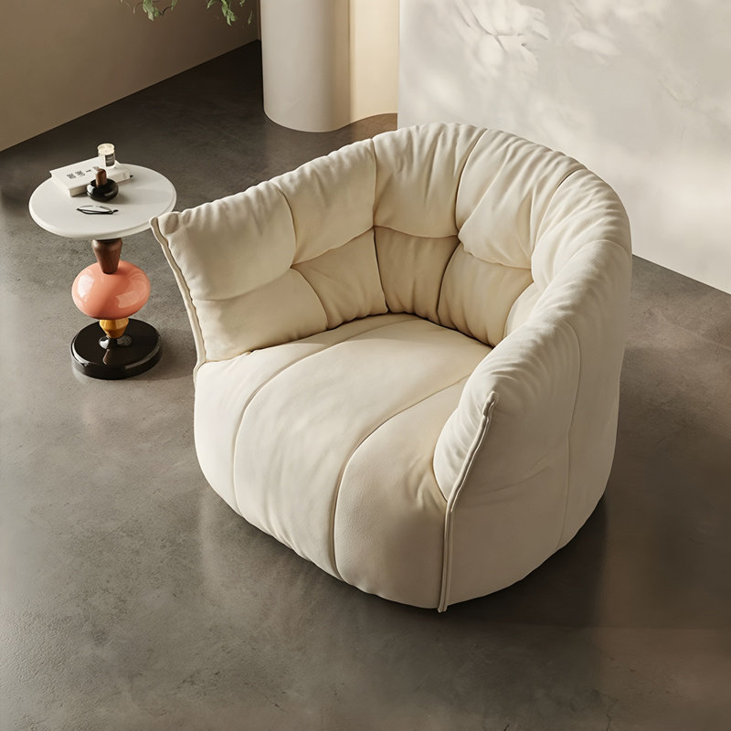 Upholstered Accent Chair, Cream Suede