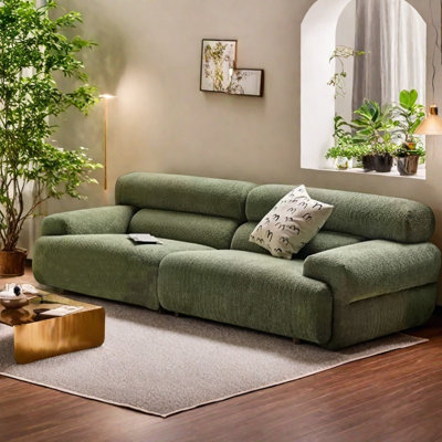 Matcha Green Retro-style Fabric Sofa