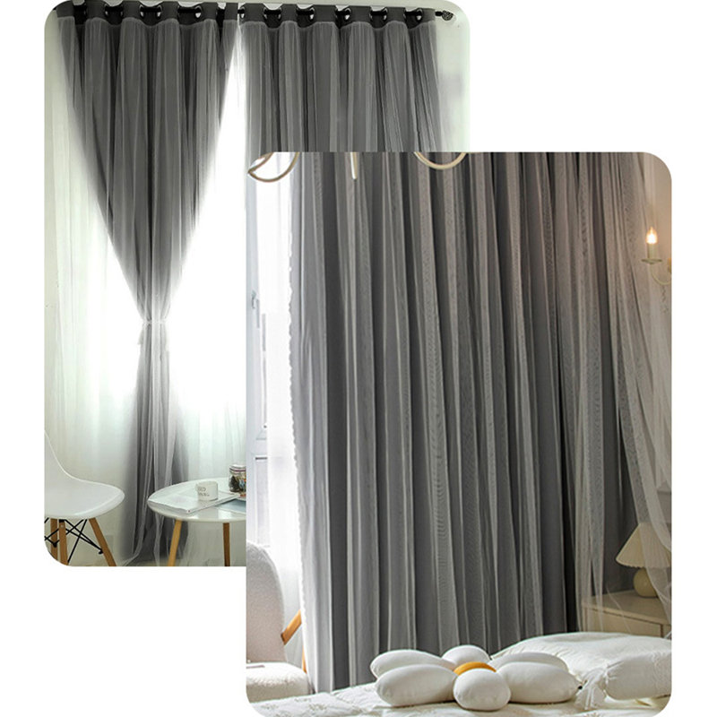 Dual-Layer Curtains For Living Room Dining Room, Bedroom, Balcony 1 Panel, 98" W  x 106" L