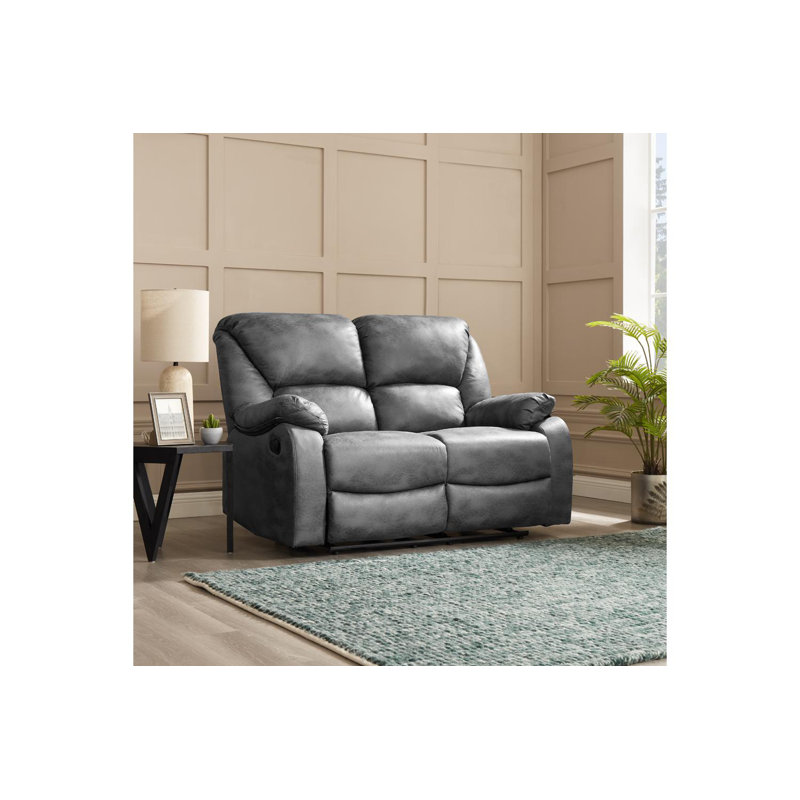 Rivka 2 Seater Faux Leather Reclining Sofa, Dark Grey