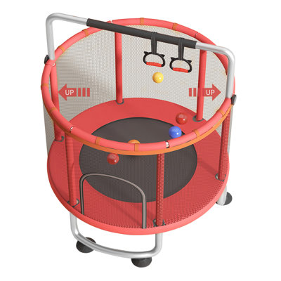 Kids Trampoline, Adjustable Baby Toddler Trampoline With Basketball Hoop, Swing, Sandbag, Ocean Balls, 440lbs Indoor Outdoor Toddler Trampoline With E