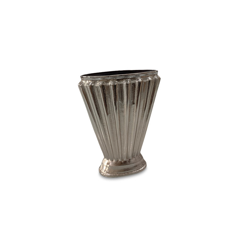 Vase Jade en fonte d'aluminium étain vieilli, Gris