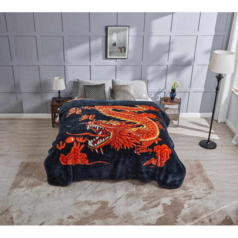 King Size Black and Red Reversible Faux Mink Blanket