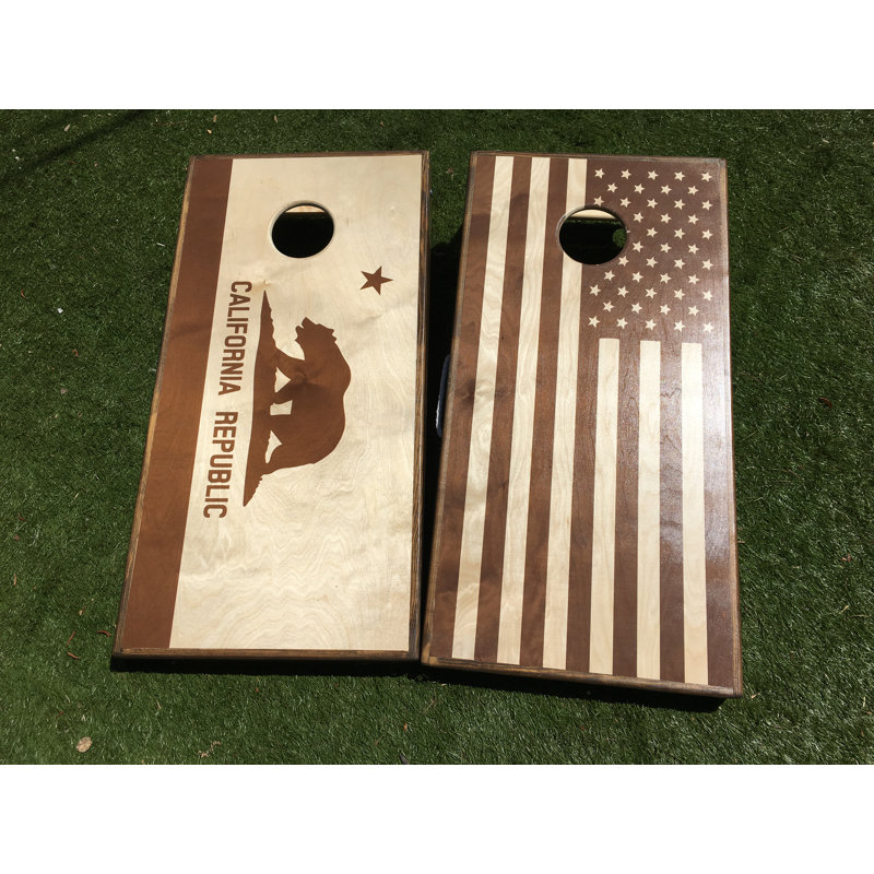 Drapeau de la Californie et des États-Unis teinté Cornhole