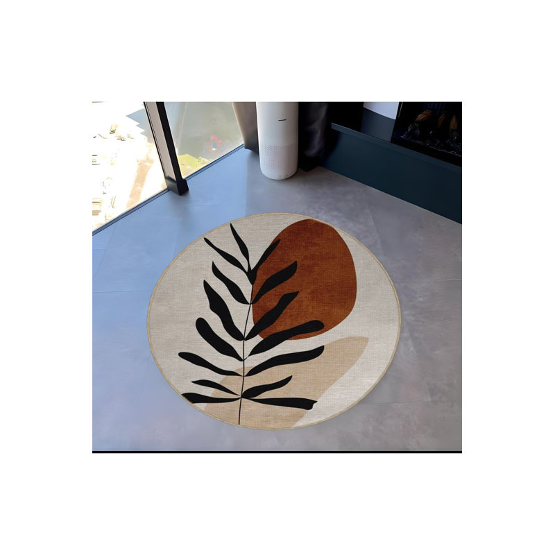 Tapis décoratif lavable à la machine, Rond 2 pi 8 po