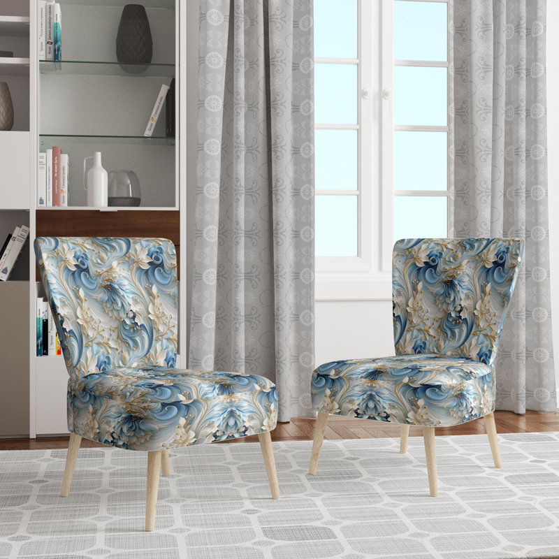Chaise d'appoint rembourrée Cottage A, Motif victorien à tourbillons rococo éthéré II