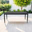 Outdoor Modern Patio Aluminum Dining Table, Black Marble-Inspired Sintered Stone Top, Weatherproof & Rust-Free, Seats Six