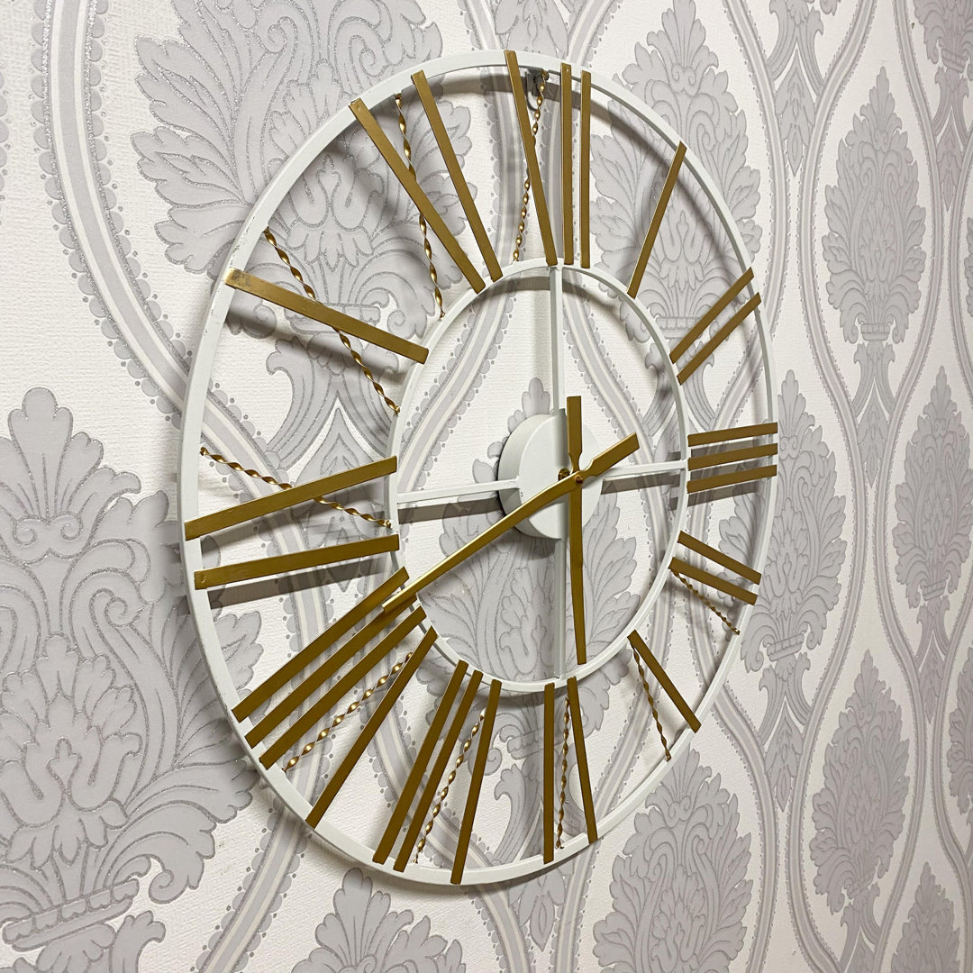 Mucklen Metal Wall Clock – Vintage Decorative Wall Clock with Hand-Finished Frame for Living Room, Kitchen or Office