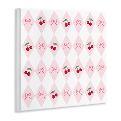 «Cherries & Bows Argyle», plaque murale par Lucille Price
