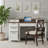 59" Farmhouse Office Desk With  Charging Station & Storage Cabinet, Barn Door Design Home Office Study Desk With File Drawer, Monitor Stand And Keyboard Tray For Office, Study, Living Room, White-123266656
