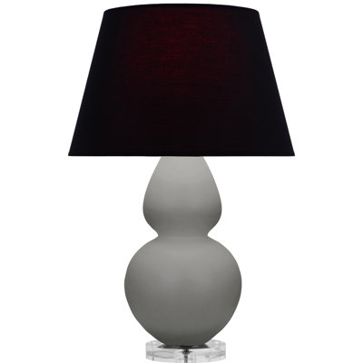 Matte Small Double Gourd Accent Lamp - Matte Ash, Lucite - Ink Black with Rose Red Lining Shade