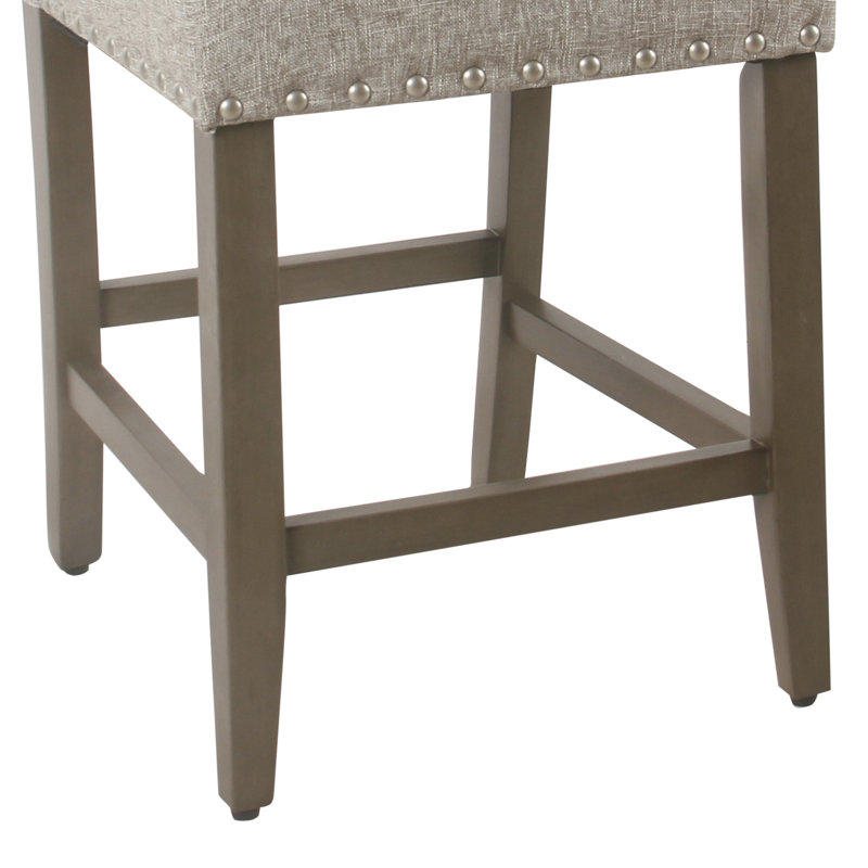 Arlene 24" Counter Stool with Nailheads, Dove Gray Woven