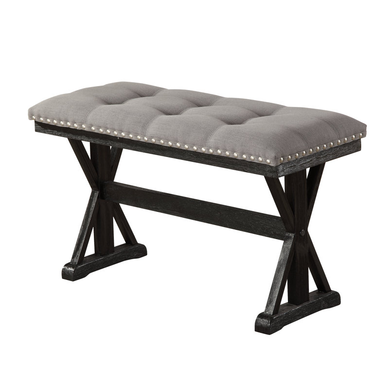 Eile Upholstered Counterheight Bench, Gray/Black