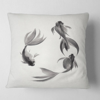 Coussin Monicolore Vintage Fish III - imprimé nautique et côtier