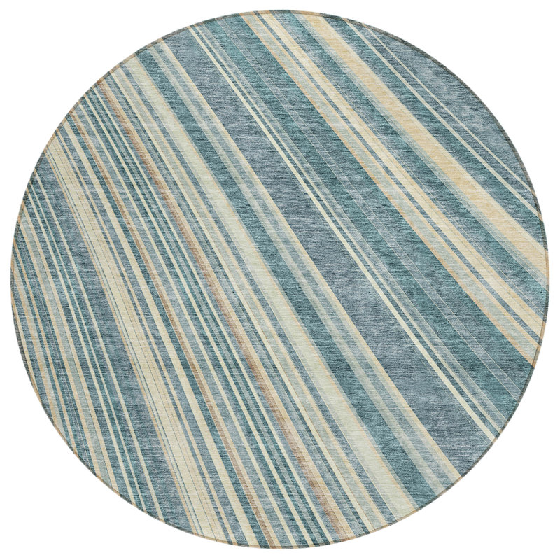 Chayden Washable Striped Indoor / Outdoor Rug, Round 8'