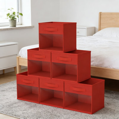 Storage Bins With Clear Window And Handles, 6-Pack Foldable Fabric Cube Organizer Bins For Closet, Living Room, And Office Organization